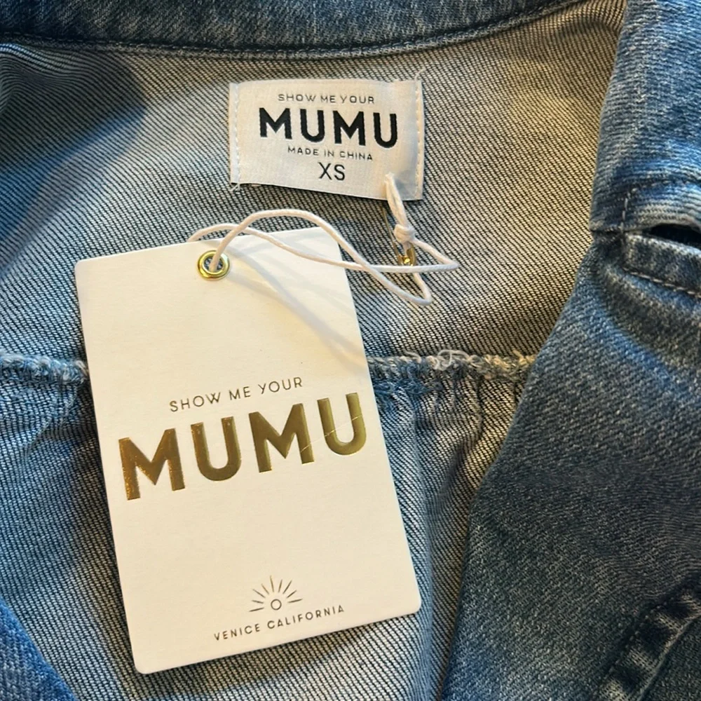 Show Me Your MuMu Outlaw Denim Dress in Tide Size XS NWT - Picture 12 of 14